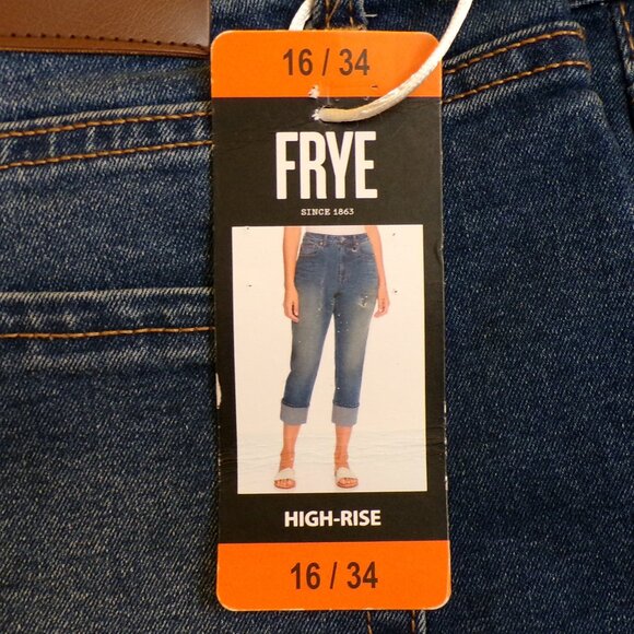 FRYE NWT Women's Cuffed Crop Blue Jean 16/34 - Picture 2 of 6